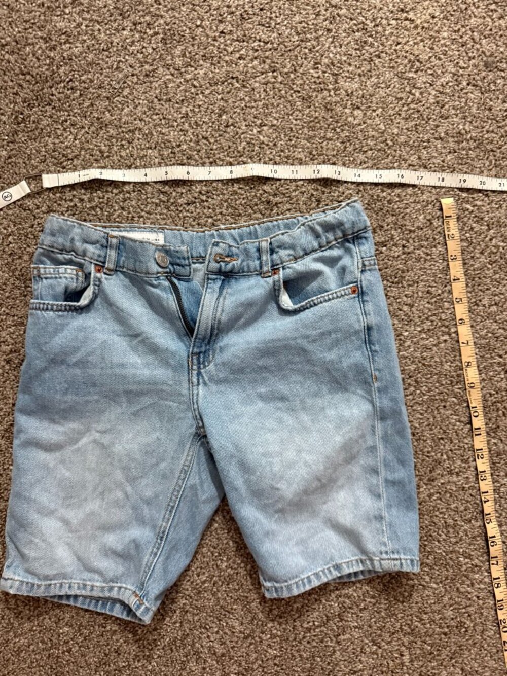 ZARA Youth Girls Boys Light Wash Long Denim Shorts Size 13-14 Y